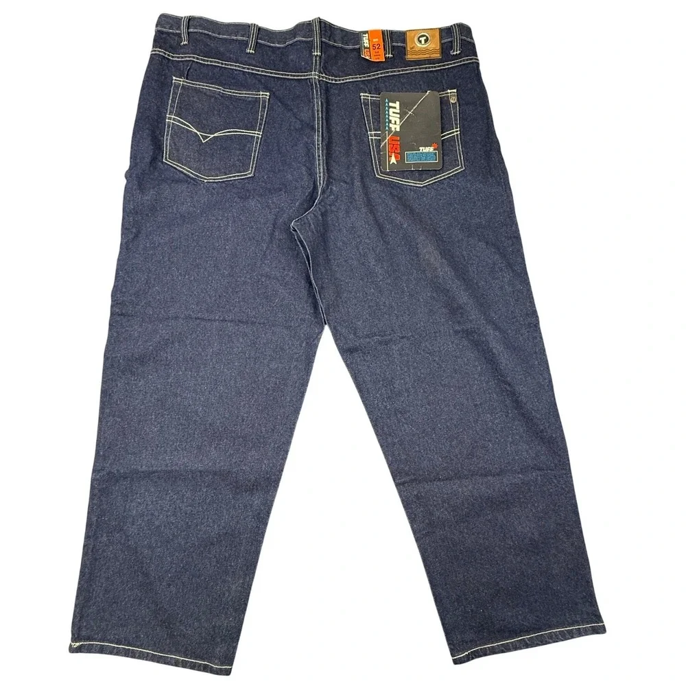 VTG Tuff Mens Workwear Denim Jeans Dark Wash Contrast Stitch 52M NWT